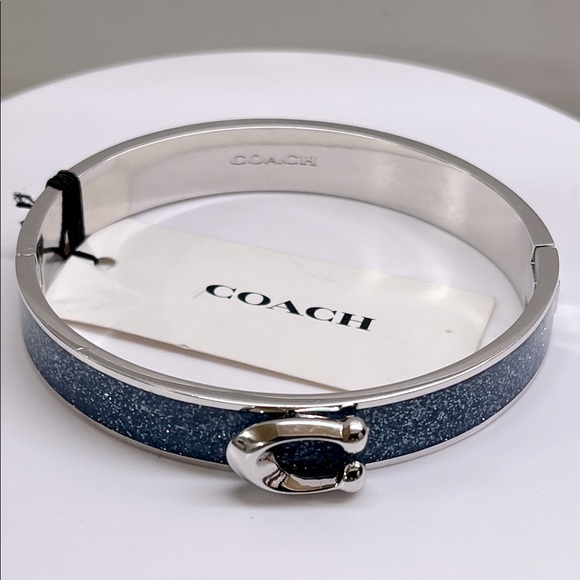 Coach Blue Sparkle Hinged Bangle NWT - Picture 1 of 11